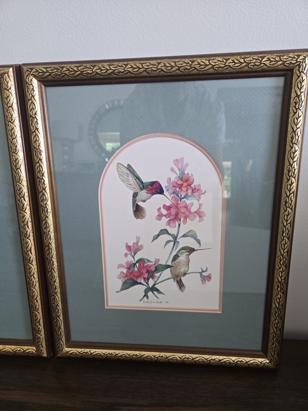 Set of 2 Carolyn Shores Wright Framed Hummingbird Floral Prints 1997 - Picture 5 of 8